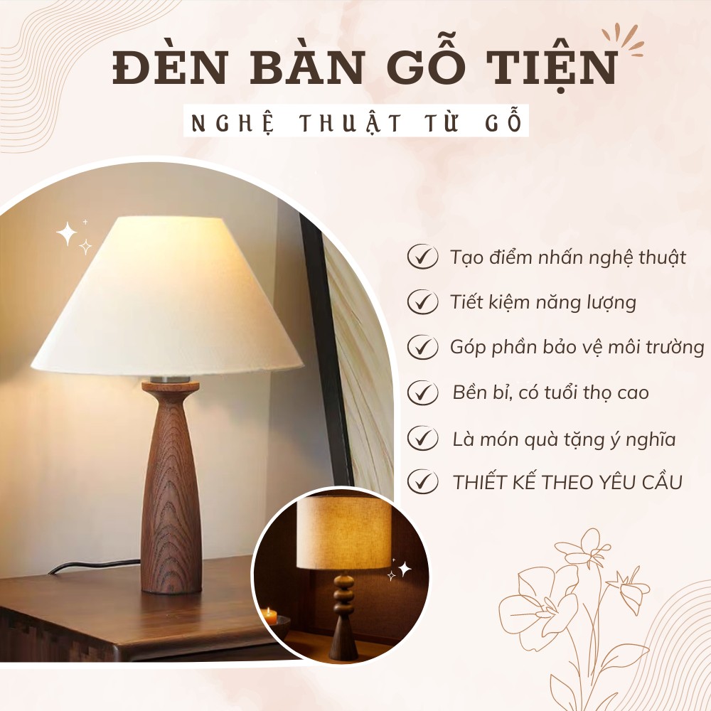 Đèn ngủ gỗ tiện trang trí khách sạn, resort, homestay đẹp, tinh tế, sang trọng