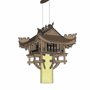 Đèn gỗ Chùa Một Cột độc đáo D400 - Xưởng Đèn Gỗ